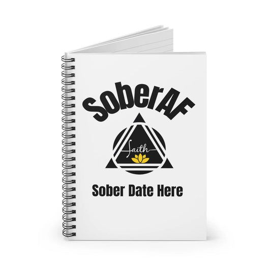Spiral Notebook - Sober AF + Custom Sober Date Printify