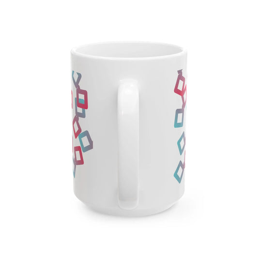 TikTok Inspired Ceramic Mug, Abstract Square Chaos Printify