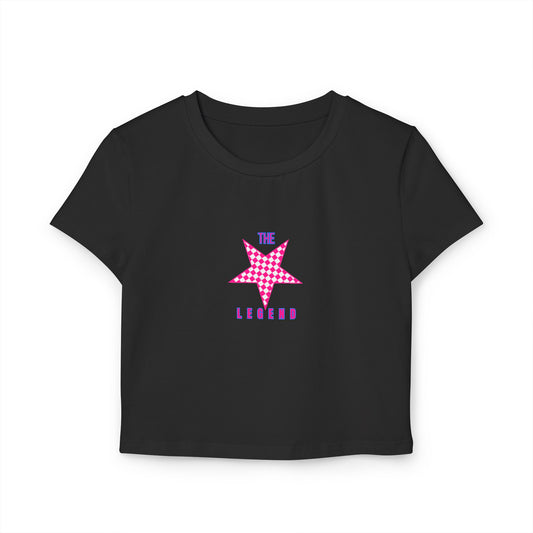 Retro Rebel Women's Baby Tee, Organic Cotton Vintage Graphic Crop Top