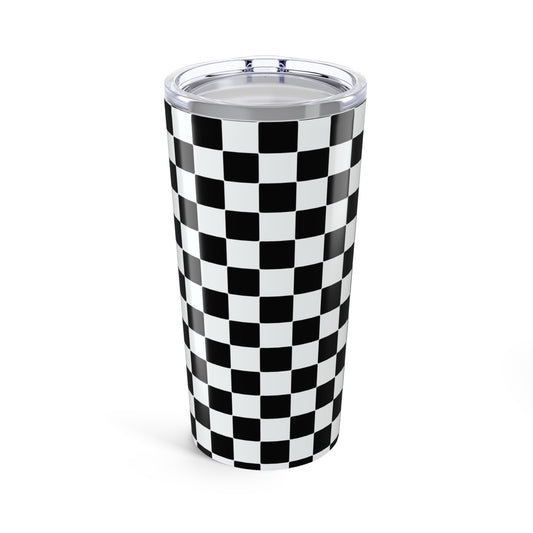 UNF★CKWITHABLE-ISH Checkered Tumbler, Black White/Electric Blue