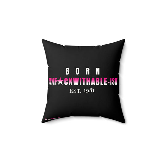 UNF★CKWITHABLE-ISH™ Black/Hot Pink Throw Pillow, Customizable Est Year