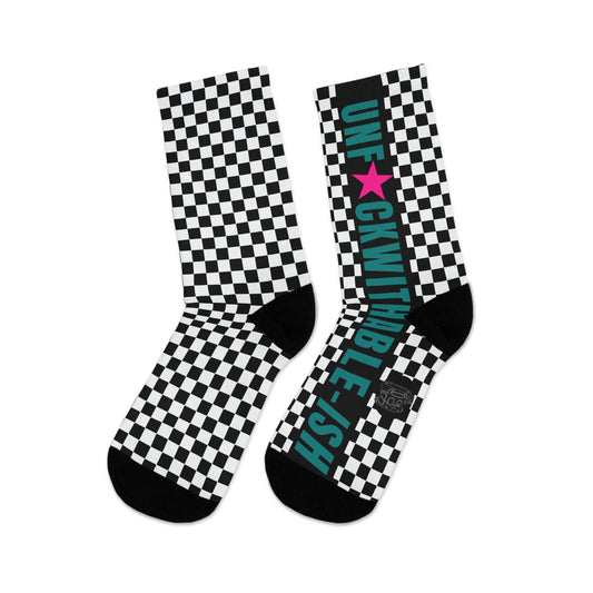 UNF★CKWITHABLE-ISH Retro-Rebel Teal/Hot Pink Recycled Poly Socks
