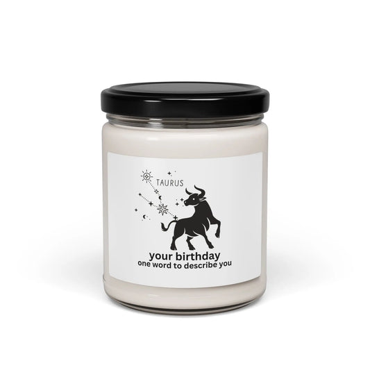 Customized Astrology Scented Soy Candle, Taurus Birthday Printify