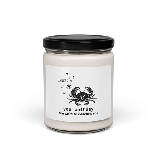 Customized Astrology Scented Soy Candle, Cancer Birthday Printify