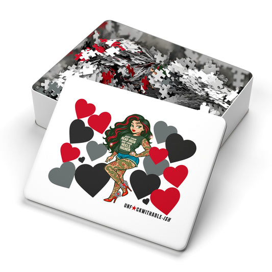 Adult Jigsaw Puzzle, Tattooed Skarlitt, Heart Design