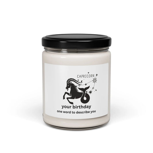 Customized Astrology Scented Soy Candle, Capricorn Birthday Printify