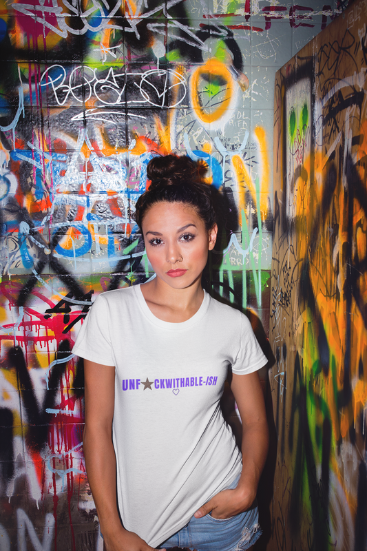 UNF★CKWITHABLE-ISH Women’s Fitted Tee, Spiritual Badass Definition on Back