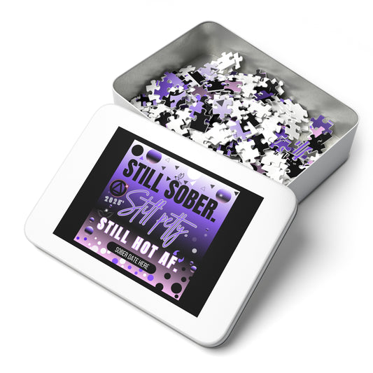 Still Sober, Still Hot AF Jigsaw Puzzle, Custom Sober Date - Purple Edition