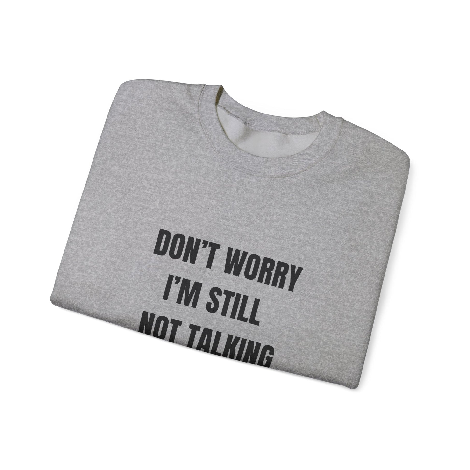 Funny Crewneck Sweatshirt, Don't Worry I'm Still Not Talking About You Printify