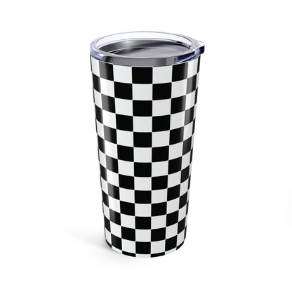 UNF★CKWITHABLE-ISH Checkered Tumbler, Black White/Electric Blue