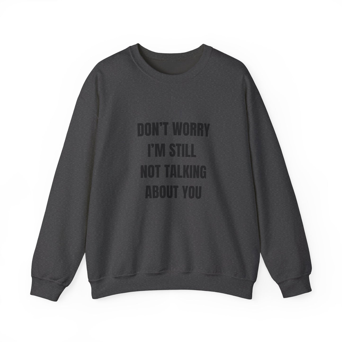 Funny Crewneck Sweatshirt, Don't Worry I'm Still Not Talking About You Printify