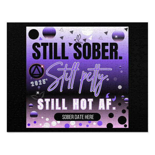 Still Sober, Still Hot AF Jigsaw Puzzle, Custom Sober Date - Purple Edition