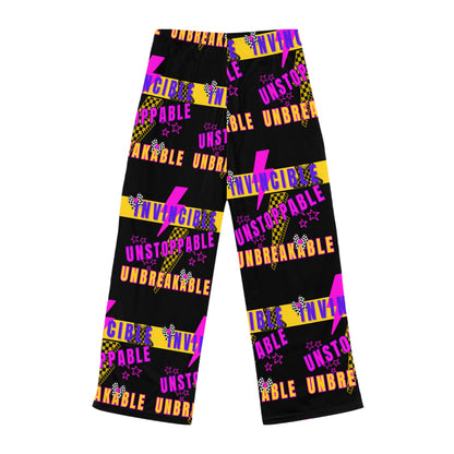 Women's Streetwear Retro Vibe Lounge Pants, Invincible, Unstoppable. Unbreakable
