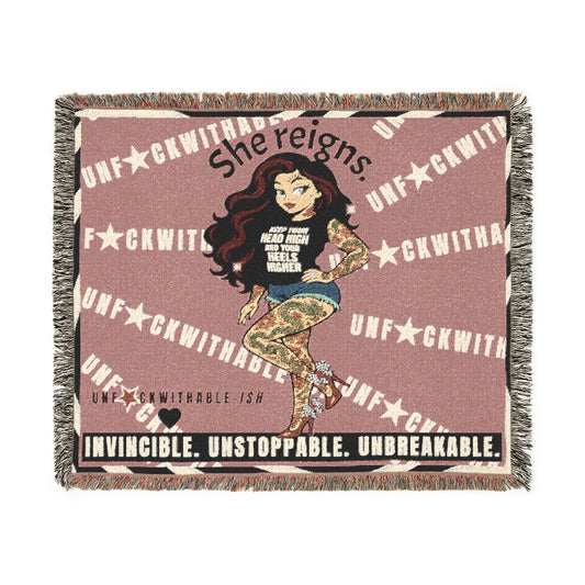She Reigns UNF★CKWITHABLE-ISH, Skarlitt Sexy Pin-Up Girl - Heavy Weight Woven Blanket