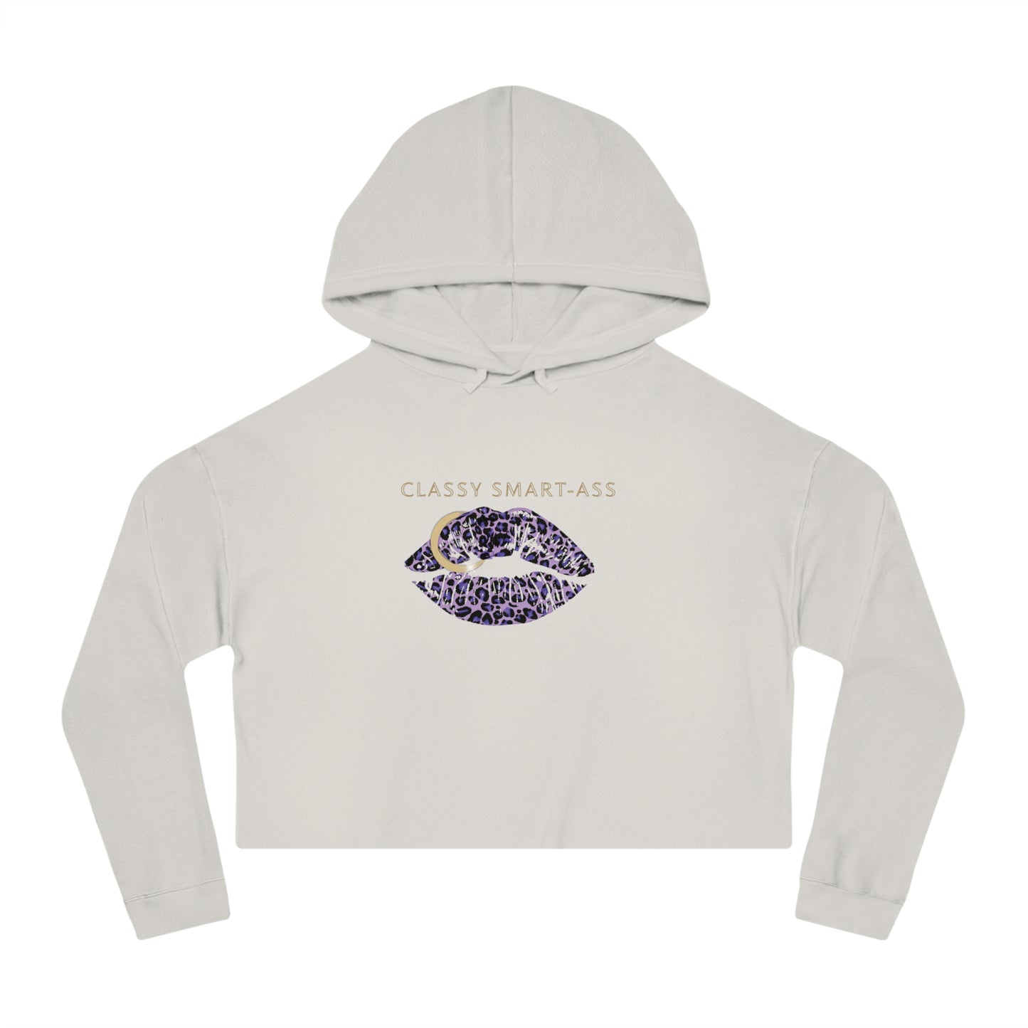 Women's Streetwear Style Cropped Hoodie, Classy Smart-Ass Leopard Lips