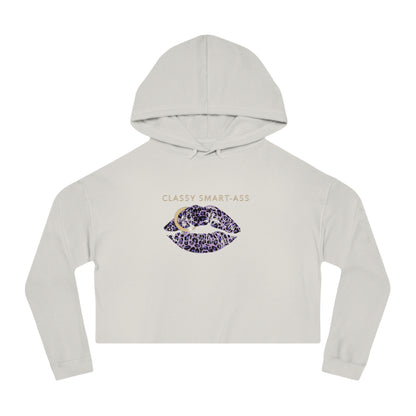 Women's Streetwear Style Cropped Hoodie, Classy Smart-Ass Leopard Lips