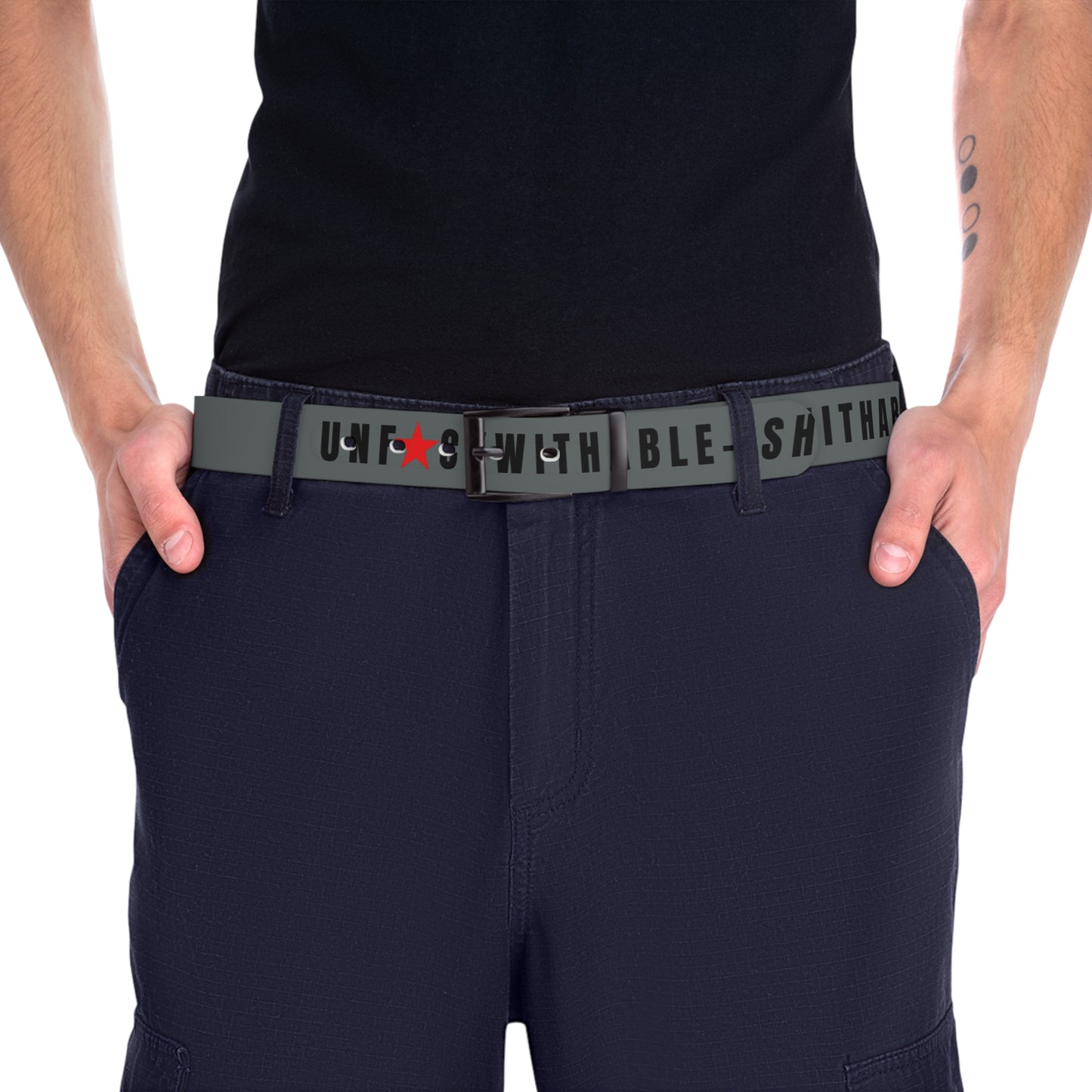 UNF★CKWITHABLE-ISH™ Belt Gun Metal Grey, Black/Red Star