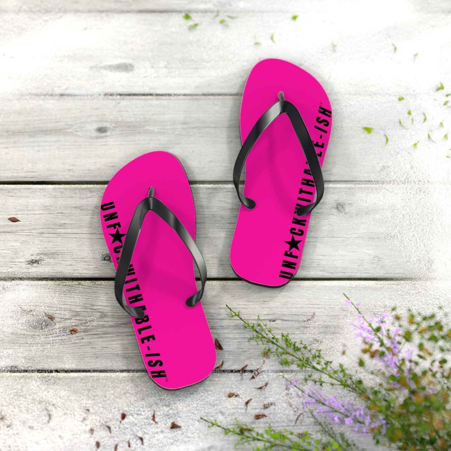 UNF★CKWITHABLE-ISH™ Flip Flops Hot Pink Star