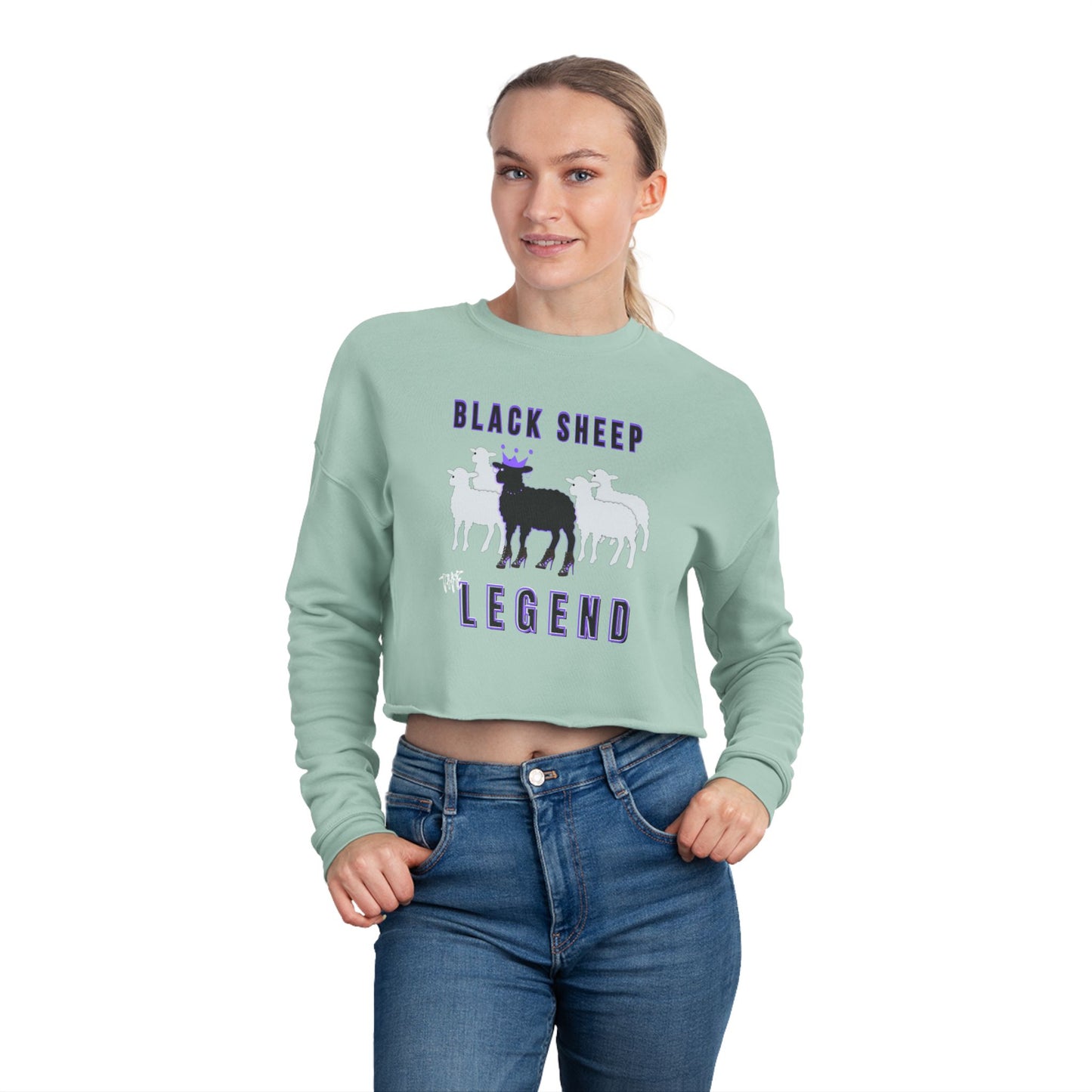 Edgy Streetwear Black Sheep Women's Cropped Sweatshirt, The Legend