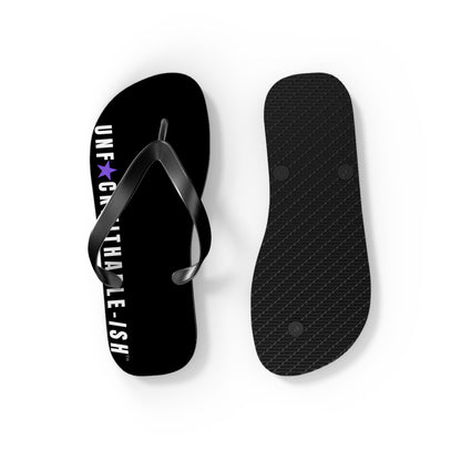 UNF★CKWITHABLE-ISH™ Flip Flops Black, White/Purple Star