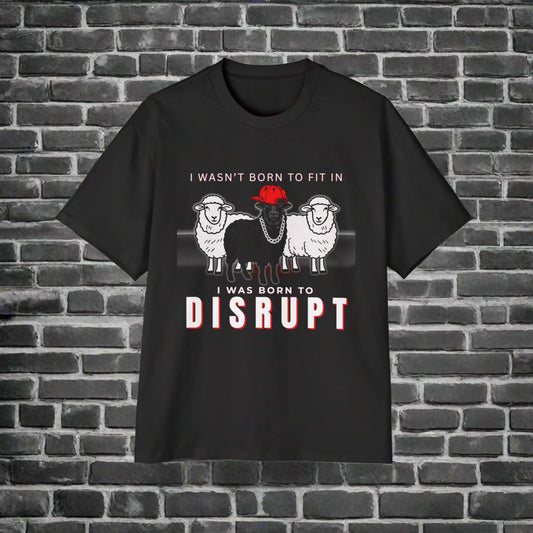 Men's Oversized Black Sheep Born to Disrupt T-Shirt, Rebel Streetwear
