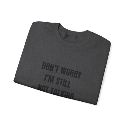 Funny Crewneck Sweatshirt, Don't Worry I'm Still Not Talking About You Printify