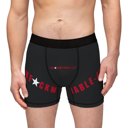 UNF★CKWITHABLE-ISH™ Boxer Briefs – Black + Red Bold, I Survived, I Flex, Deal With It
