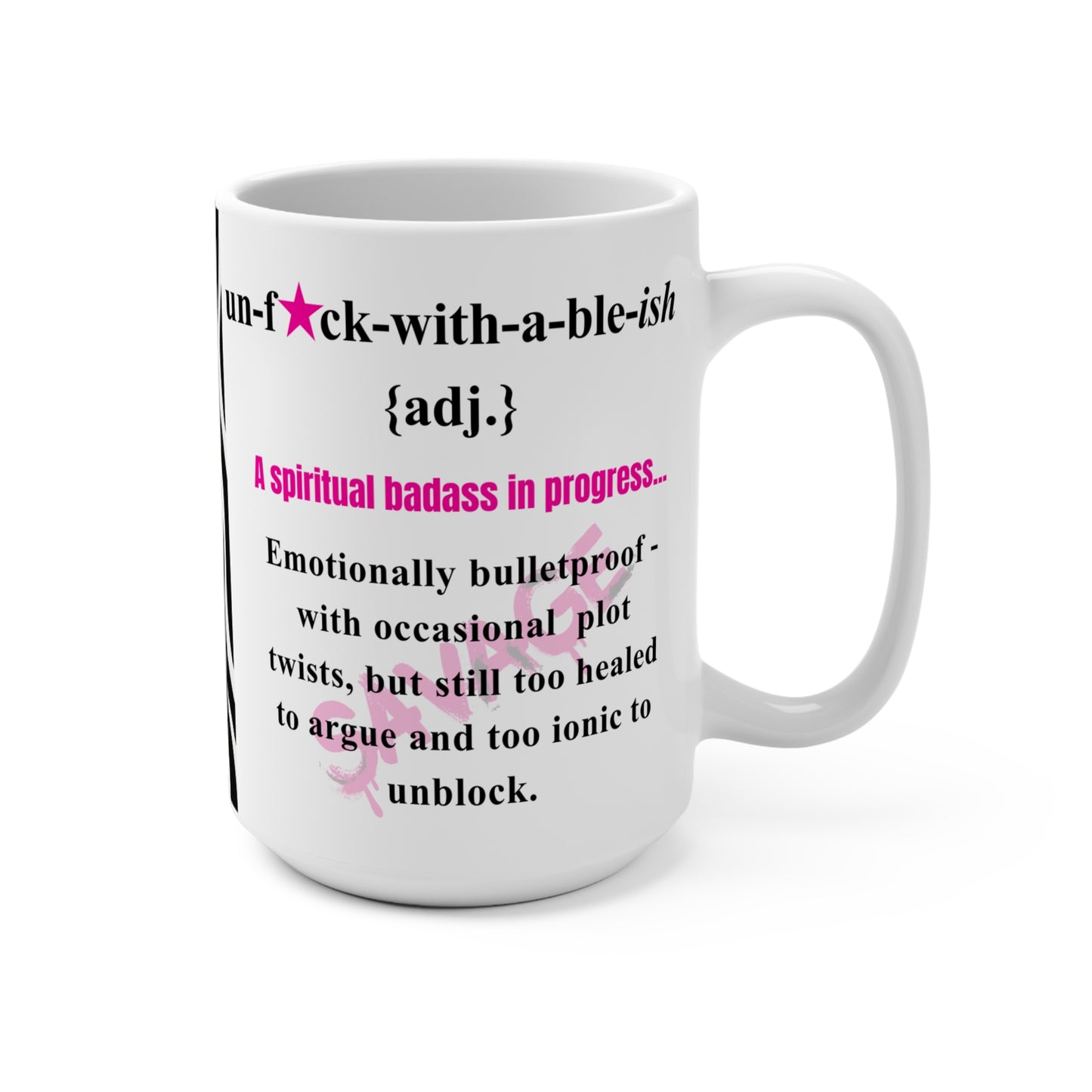 Funny UNF★CKWITHABLE-ISH Rebel Mug, Hot Pink with Definition