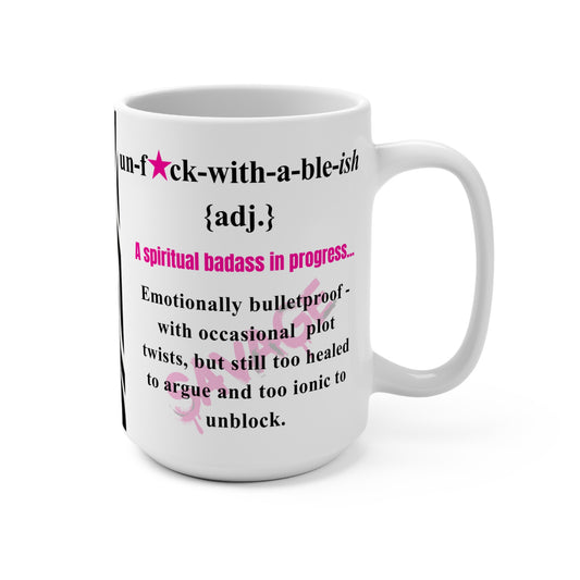 Funny UNF★CKWITHABLE-ISH Rebel Mug, Hot Pink with Definition