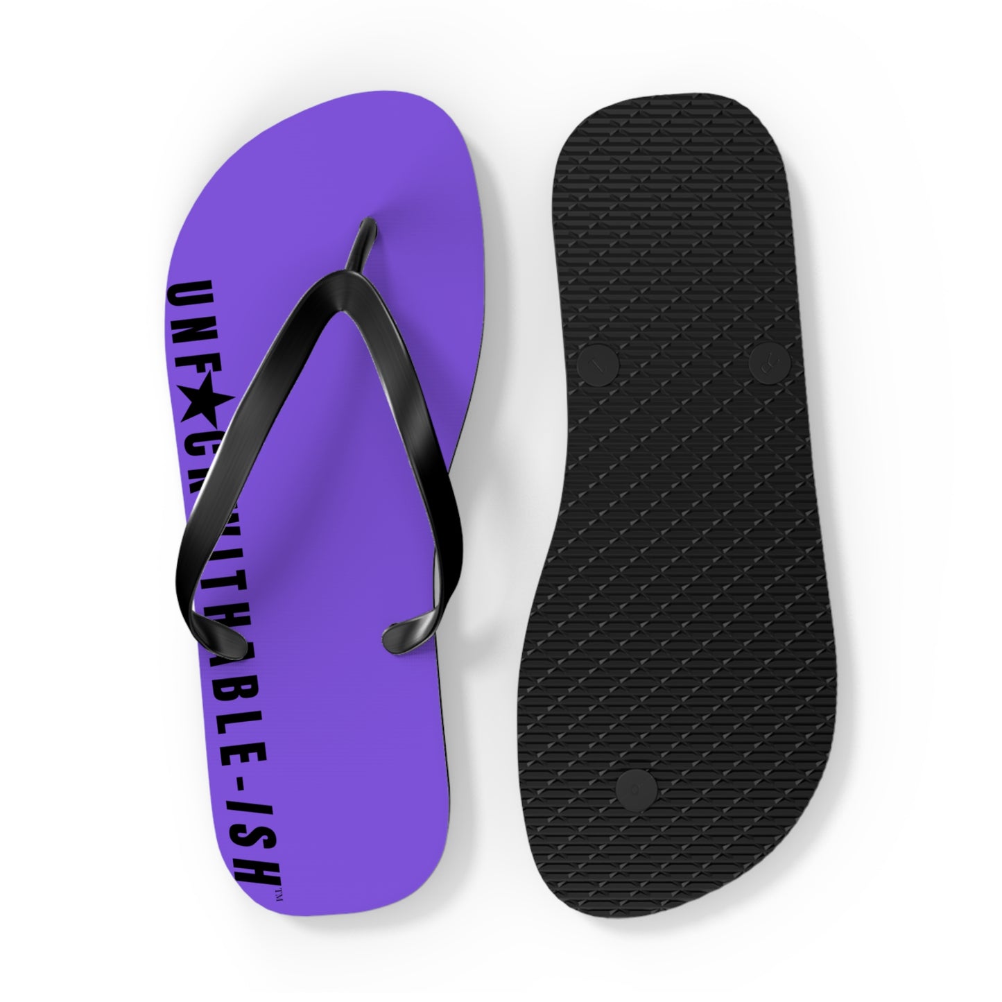 UNF★CKWITHABLE-ISH™ Flip Flops Purple, Black Star