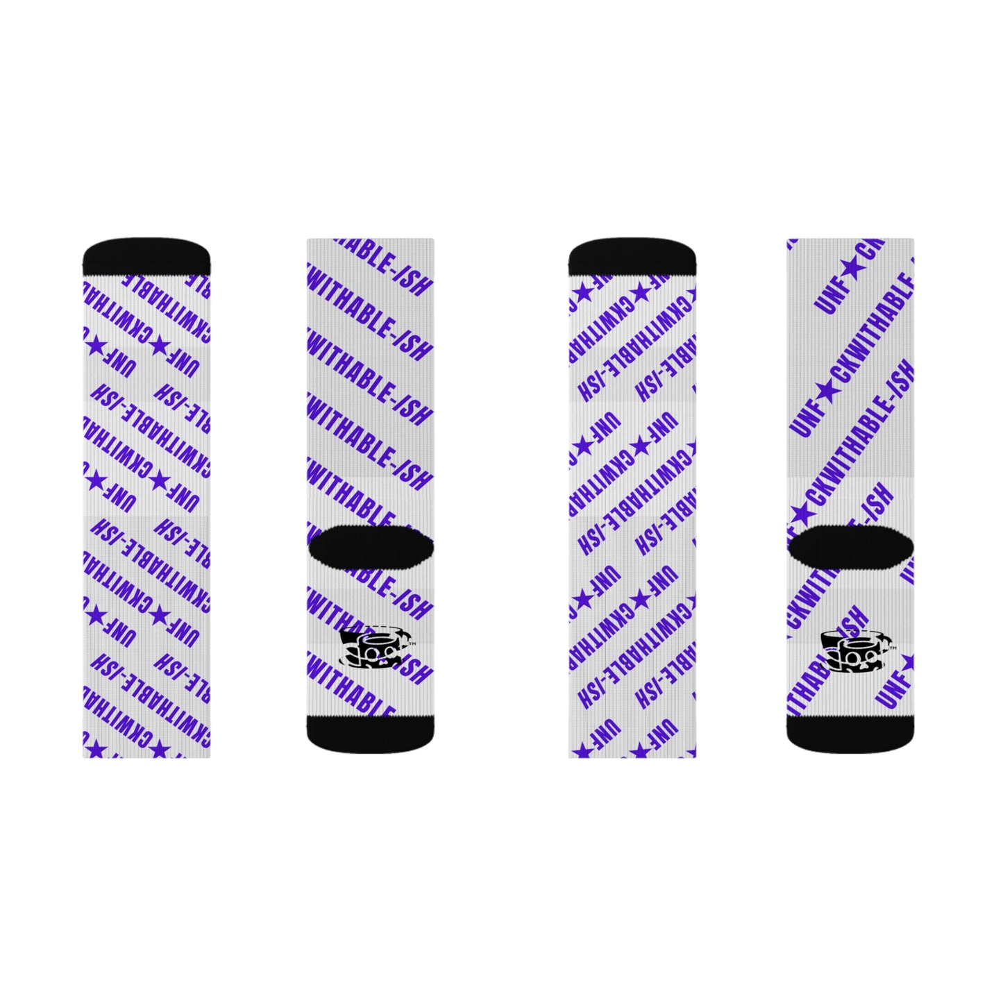 UNF★CKWITHABLE-ISH White & Purple Recycled Poly Crew Socks