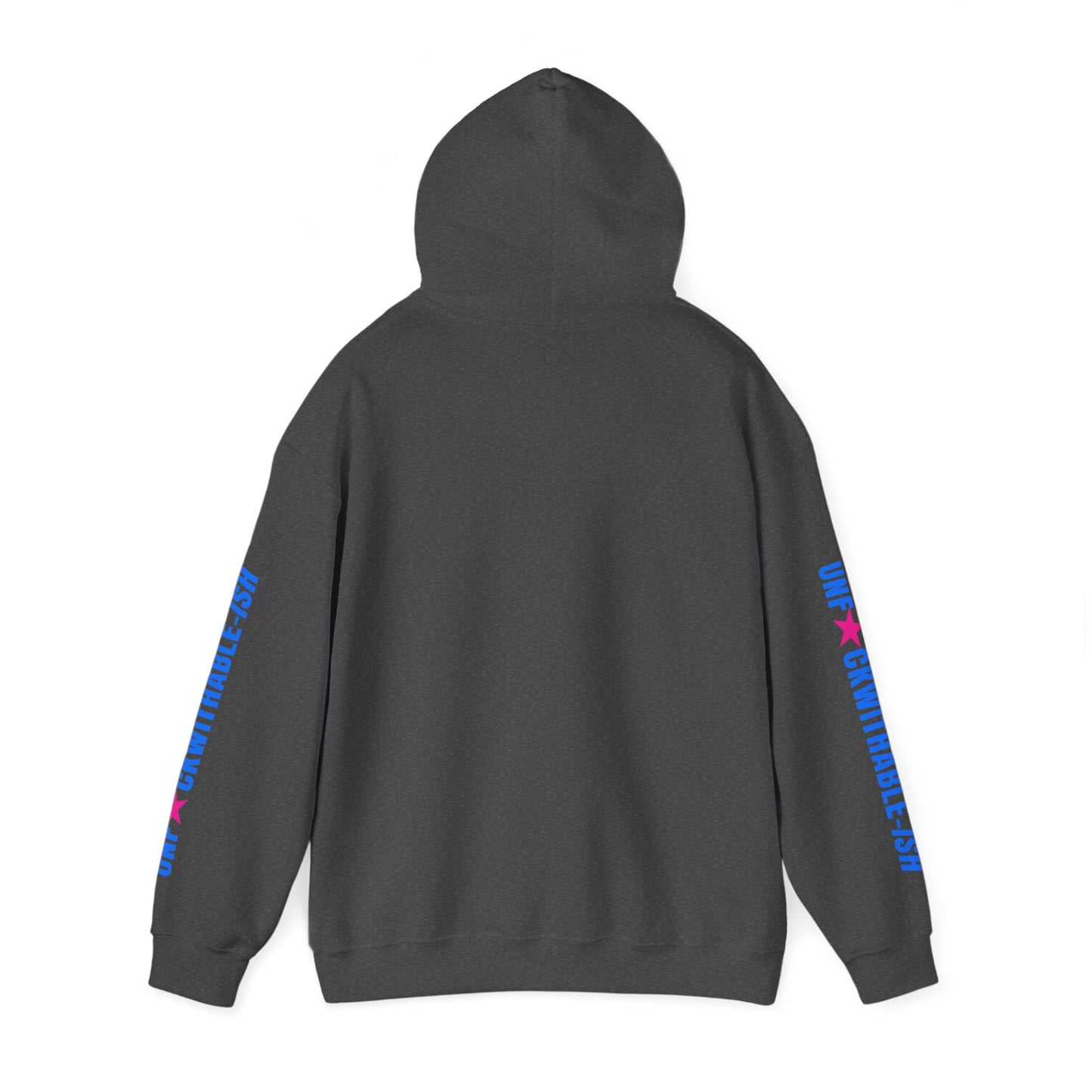 UNF★CKWITHABLE-ISH™ Unisex Hoodie, Graphic Sleeves Hot Pink/Electric Blue Edition