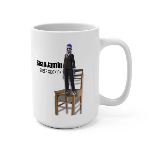 BeanJamin Sober Sidekick Mug – Featuring Our Custom Recovery ChatGPT, by The Bean Grind Printify
