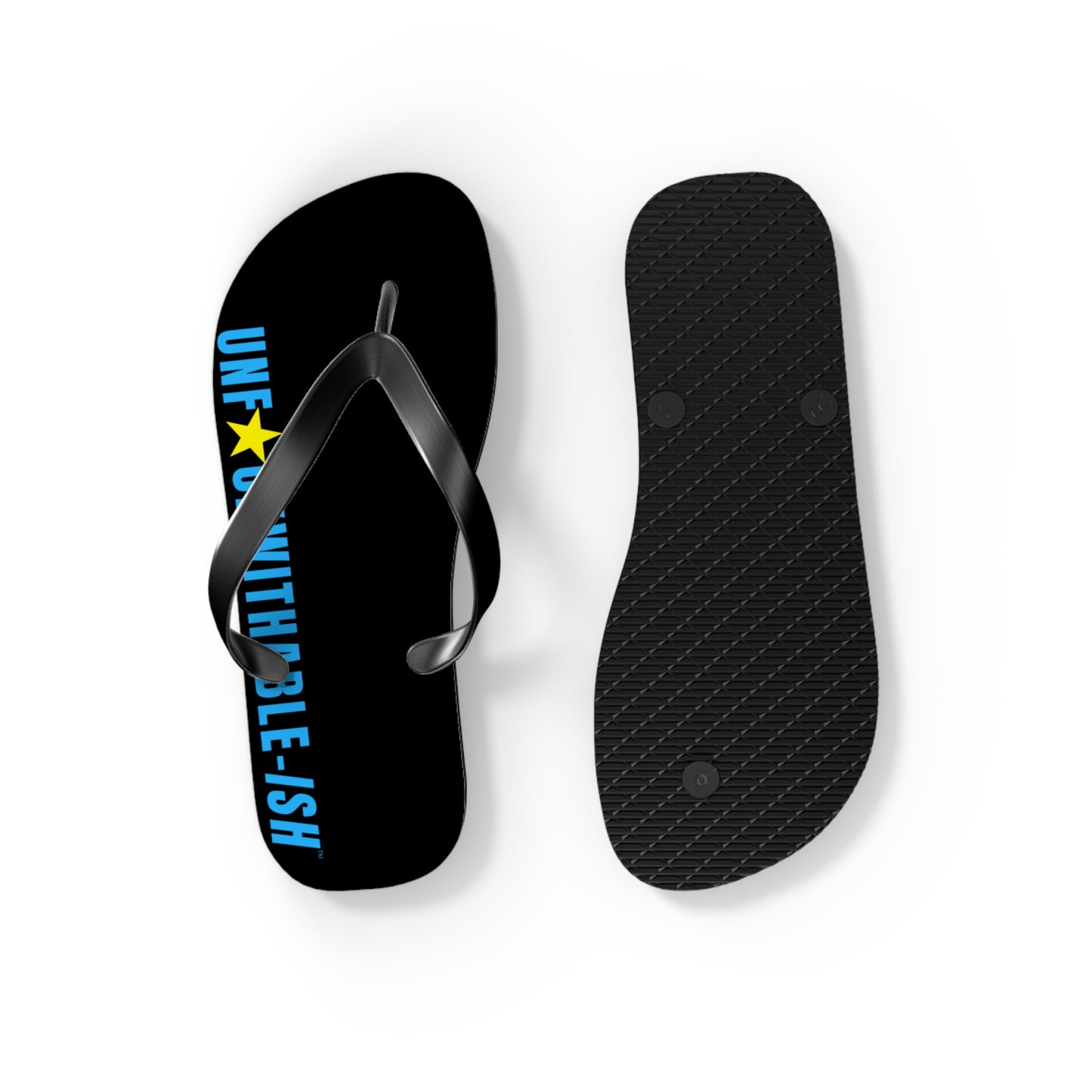 UNF★CKWITHABLE-ISH™ Flip Flops, BlackTeal/Yellow Star