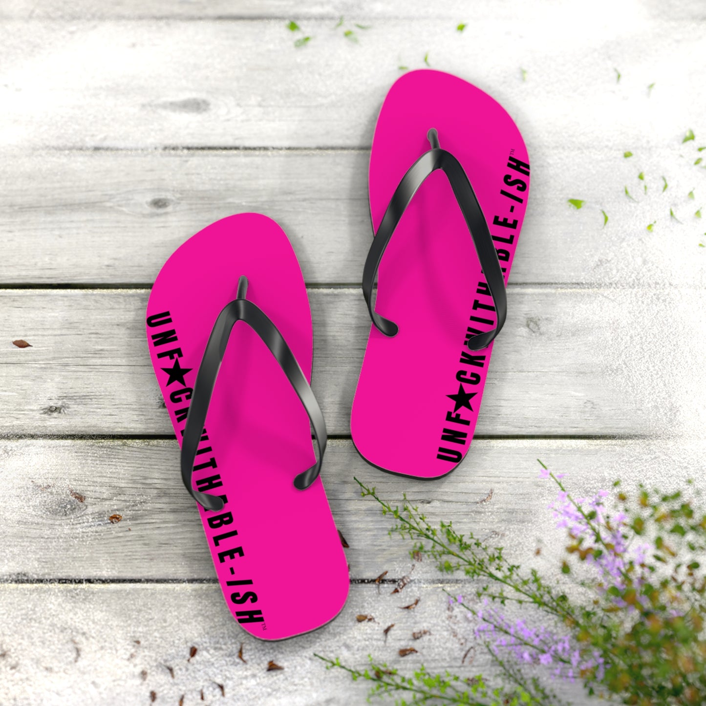 UNF★CKWITHABLE-ISH™ Flip Flops Hot Pink Star