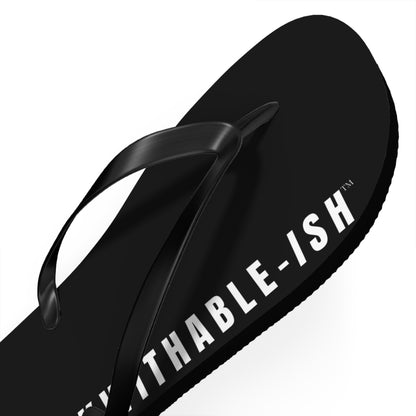 UNF★CKWITHABLE-ISH™ Flip Flops Black, White/Purple Star