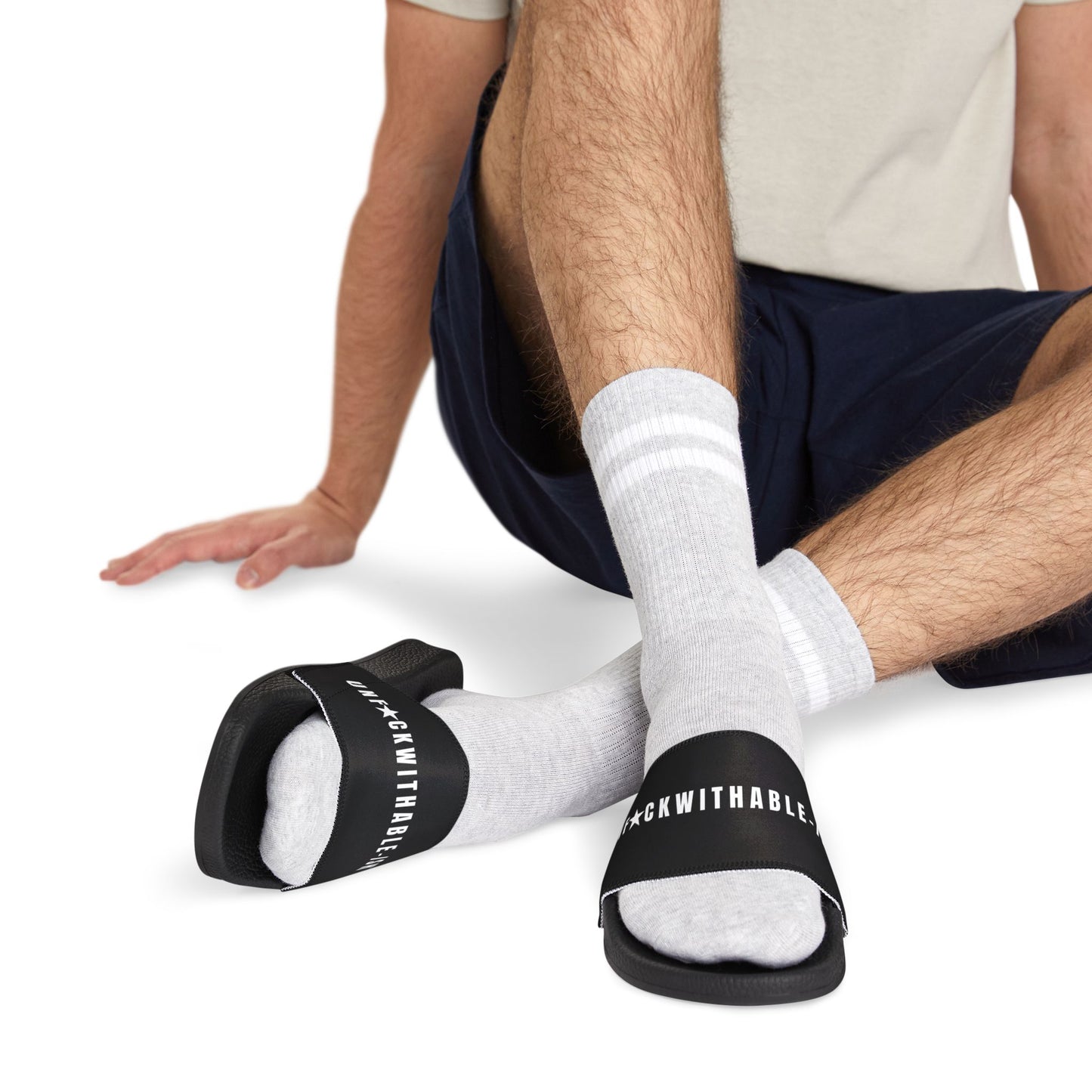 UNF★CKWITHABLE-ISH™ Men's Removable Strap Slide Sandals Black, White/White Star