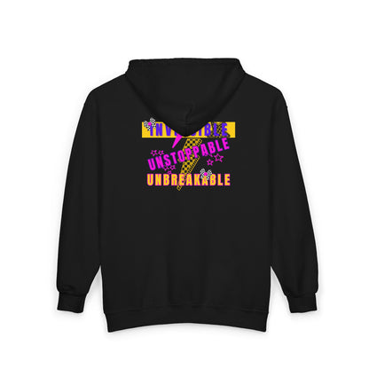 Retro Rebel Hot Pink & Black Checkered Graphics Unisex Zip Hoodie, Unstoppable Edition