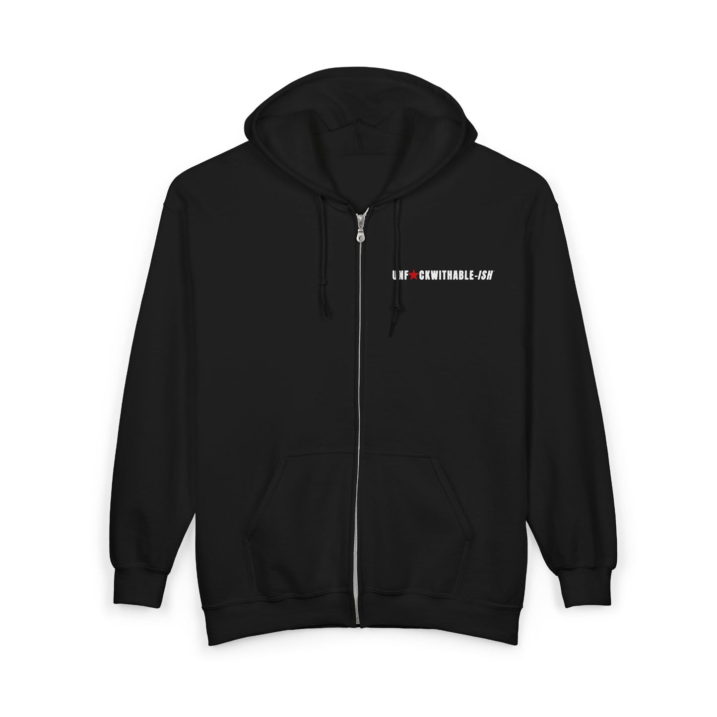 UNF★CKWITHABLE-ISH™ Men’s Medium-Weight Zip-Up Hoodie, White/Red Star