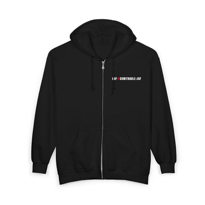UNF★CKWITHABLE-ISH™ Men’s Medium-Weight Zip-Up Hoodie, White/Red Star
