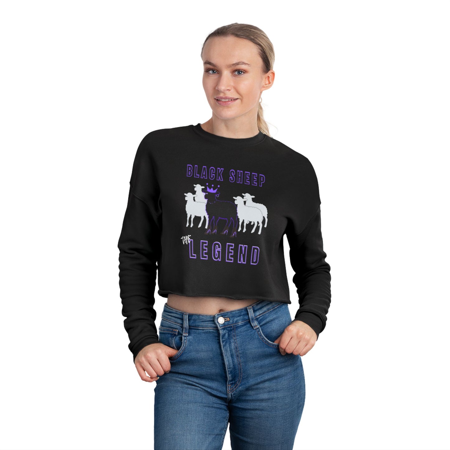 Edgy Streetwear Black Sheep Women's Cropped Sweatshirt, The Legend