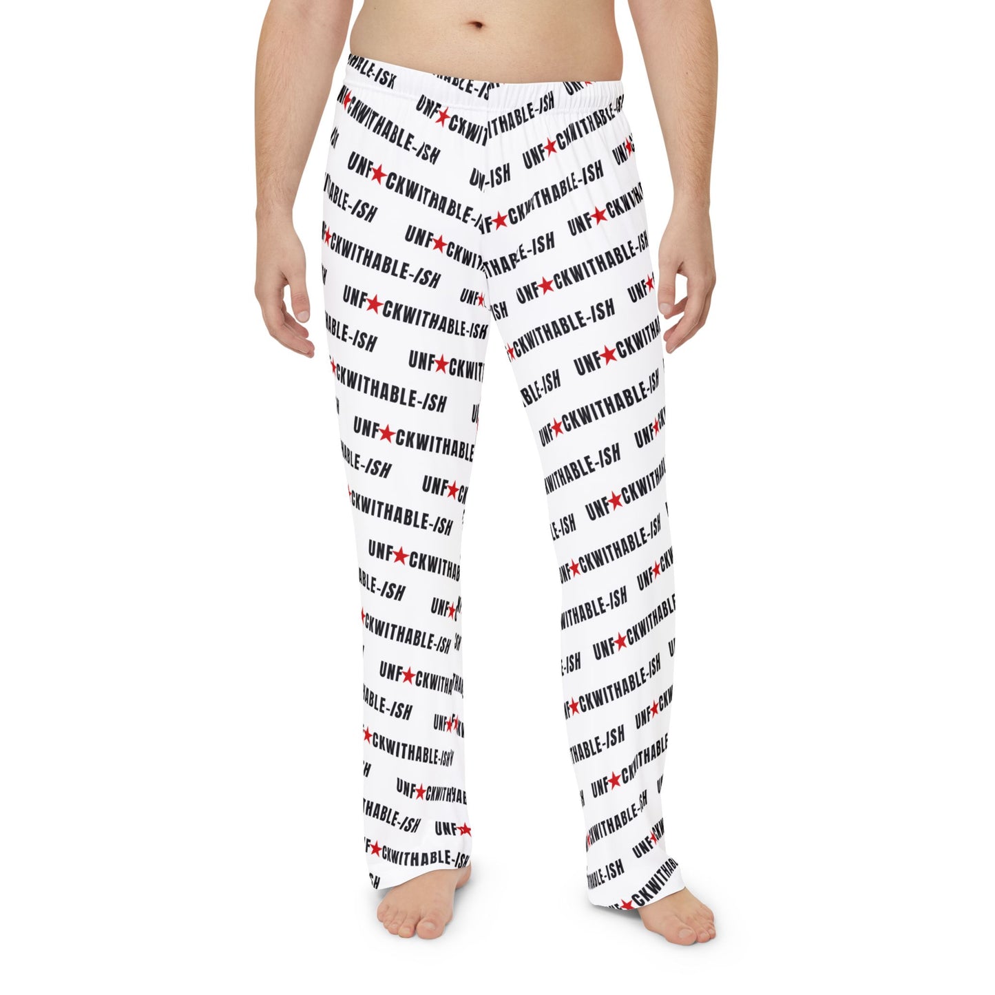 UNF★CKWITHABLE-ISH™ Men's Lounge Pants – White with Red Star