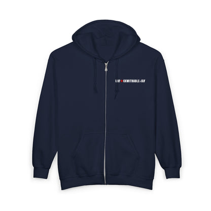 UNF★CKWITHABLE-ISH™ Men’s Medium-Weight Zip-Up Hoodie, White/Red Star