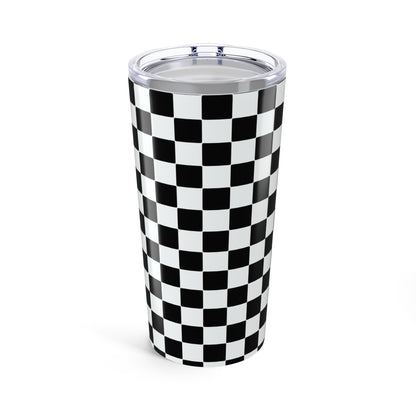 UNF★CKWITHABLE-ISH Checkered Tumbler, Black White/Electric Blue