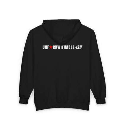 UNF★CKWITHABLE-ISH™ Men’s Medium-Weight Zip-Up Hoodie, White/Red Star