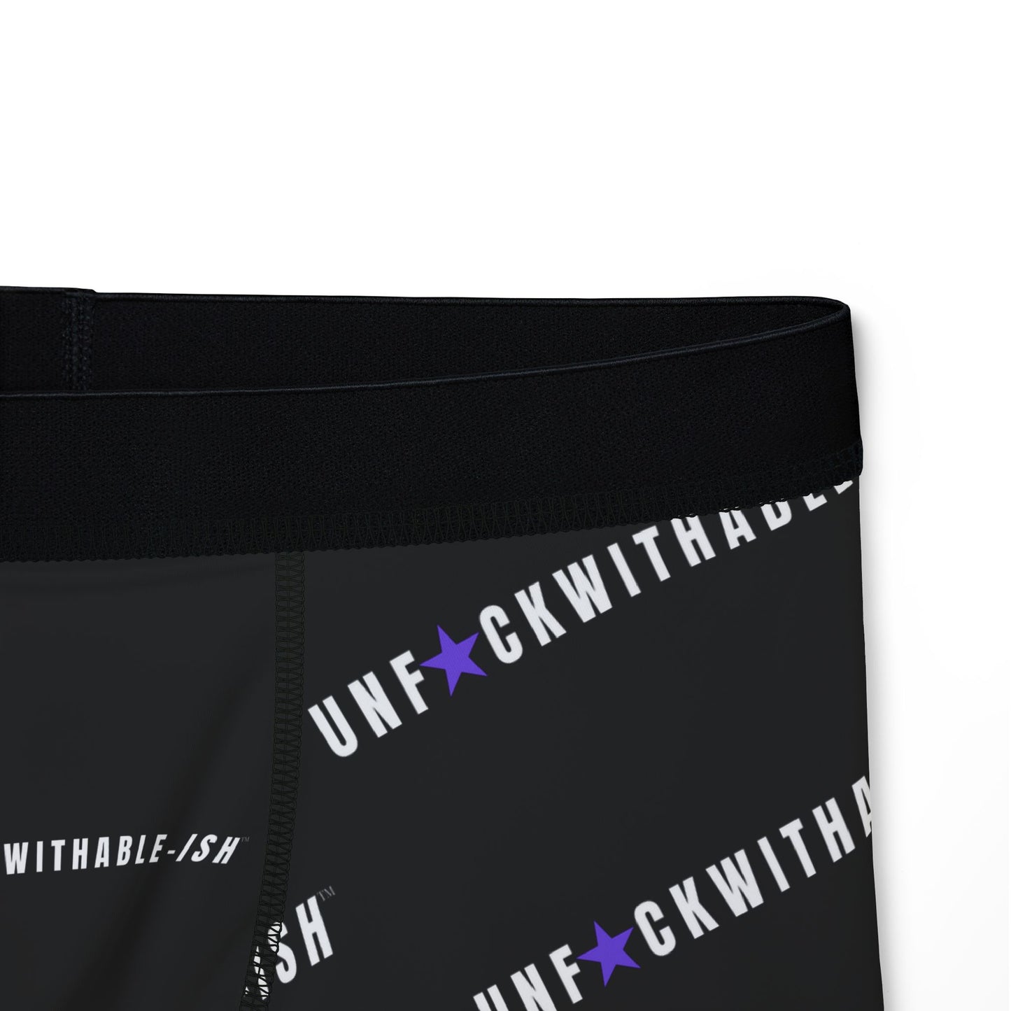 UNF★CKWITHABLE-ISH™ Boxer Briefs – Black + White + Purple Star With More Personality Than Your Ex