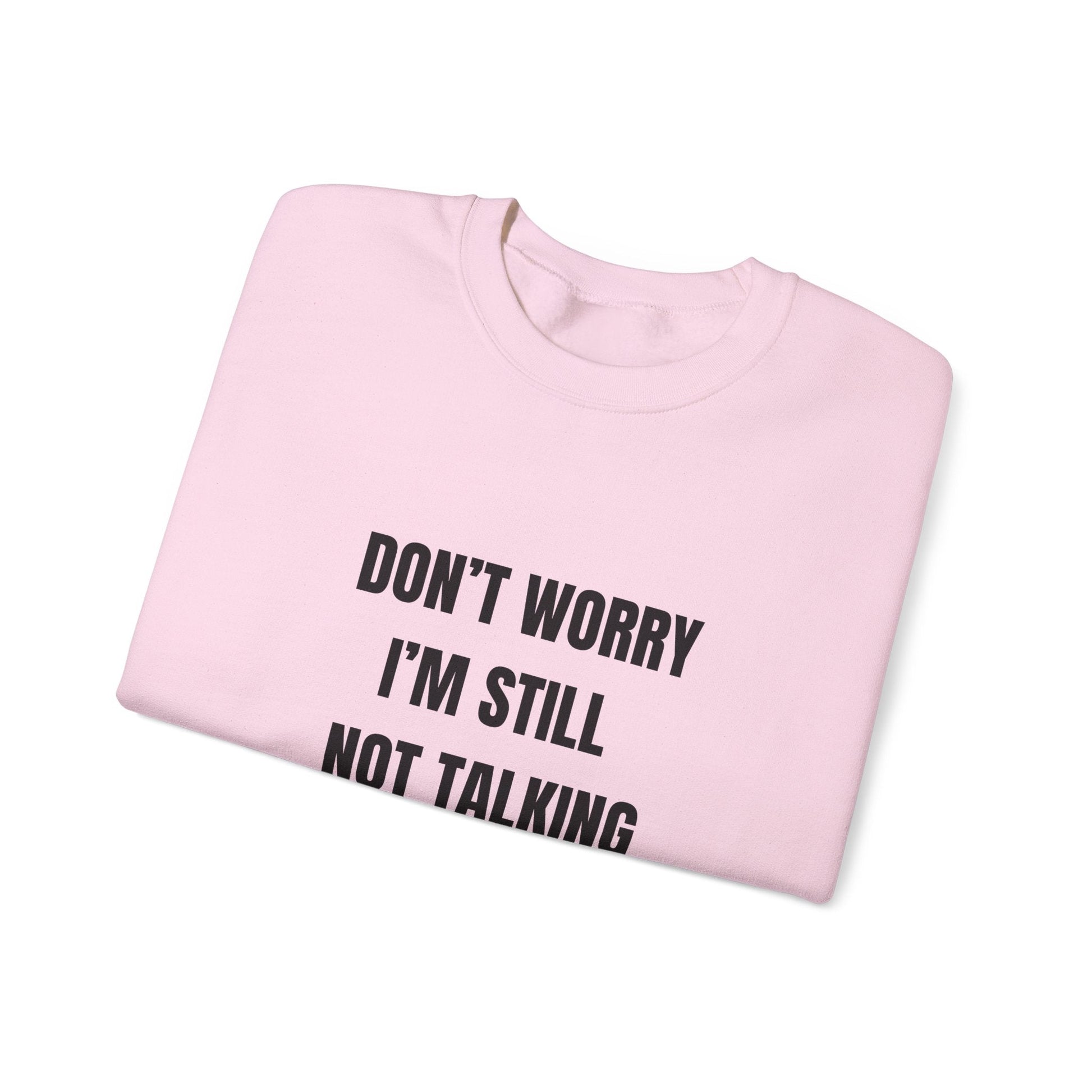 Funny Crewneck Sweatshirt, Don't Worry I'm Still Not Talking About You Printify