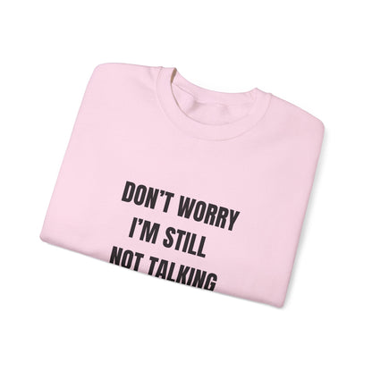 Funny Crewneck Sweatshirt, Don't Worry I'm Still Not Talking About You Printify