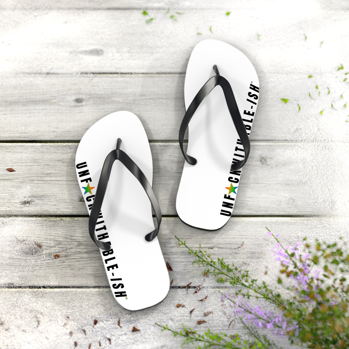 UNF★CKWITHABLE-ISH™ Flip Flops Black/Green Gradient Star