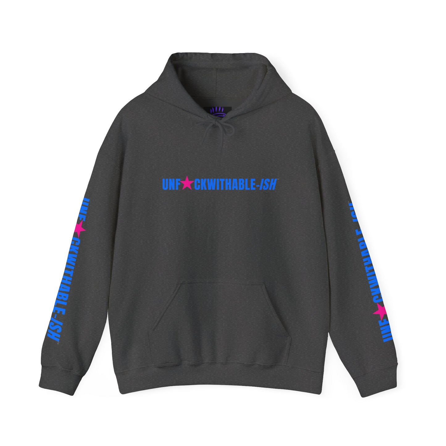 UNF★CKWITHABLE-ISH™ Unisex Hoodie, Graphic Sleeves Hot Pink/Electric Blue Edition